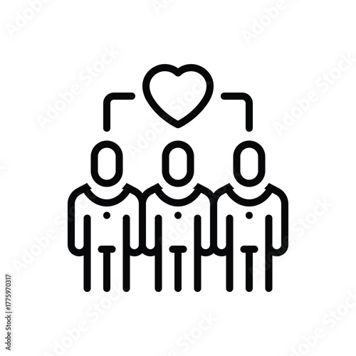 Black line icon for group cohesion