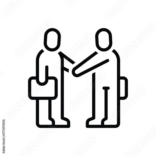 Black line icon for mutual agreement