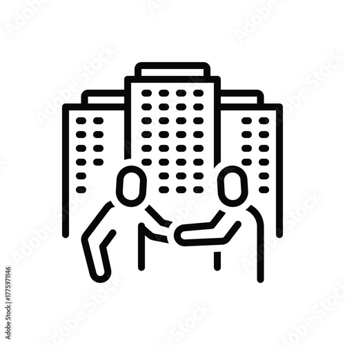 Black line icon for alliance building