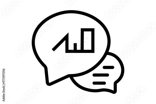 The larger, prominent speech bubble is in the foreground and contains a graphical element: a combined chart.