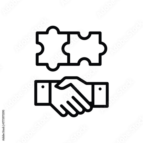 Black line icon for collaborative partnership