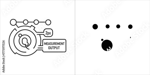 Abstract scientific diagram showing measurement output and data points