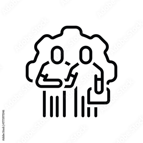 Black line icon for cooperative endeavor