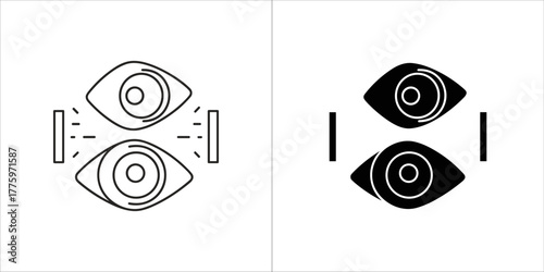 Two eyes facing each other, outline and filled versions