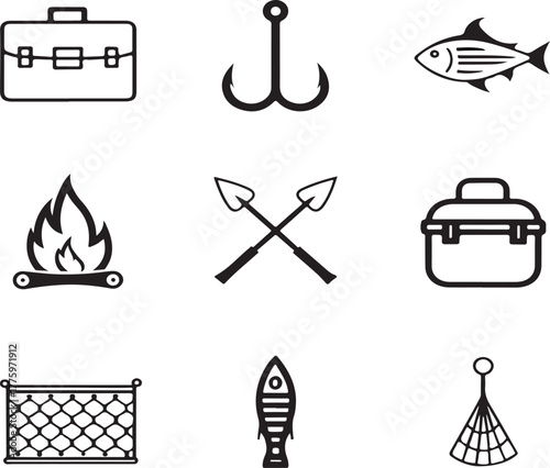 Icons for Fishing and Camping