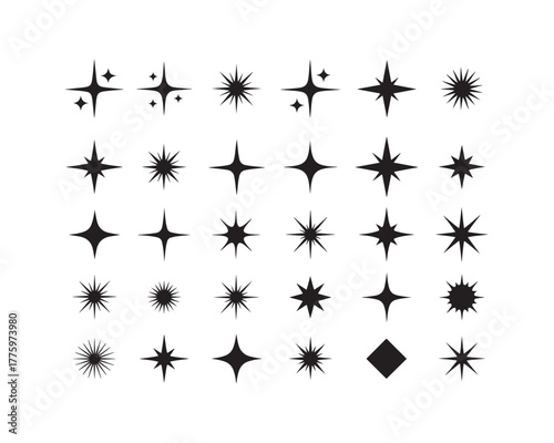 Star Icon Set: Rating, Sparkle & Review Vectors | UI Kit Elements