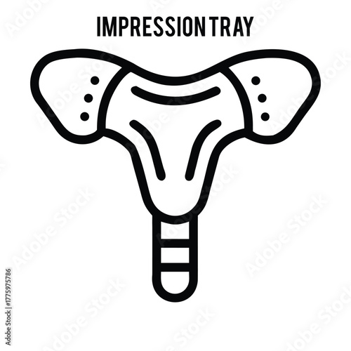 Stylized line art illustration of a dental impression tray for capturing oral casts