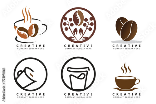 Beans And Coffee Cup Logo Template vector icon design