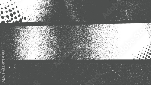 Monochrome textured background with scattered dots and horizontal bands abstract grey
