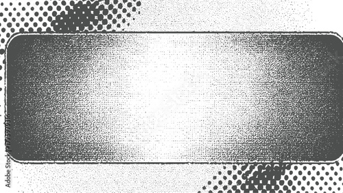 Dark gray rounded rectangle with halftone dot patterns on white background abstract black
