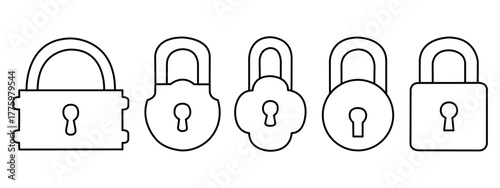 set of vector designs of various padlocks