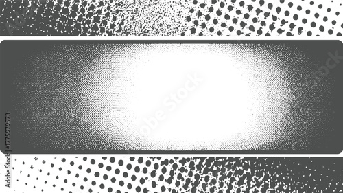 Gray halftone dot pattern background with white center oval shape abstract black
