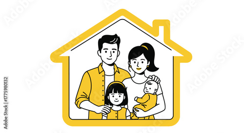 Family home illustration happy family in house vector graphic design