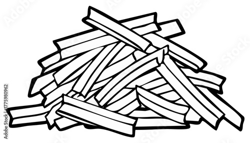 Pile of freshly cut fried potatoes create a tempting junk food illustration, perfect for menus, banners, and posters for fast food restaurants.