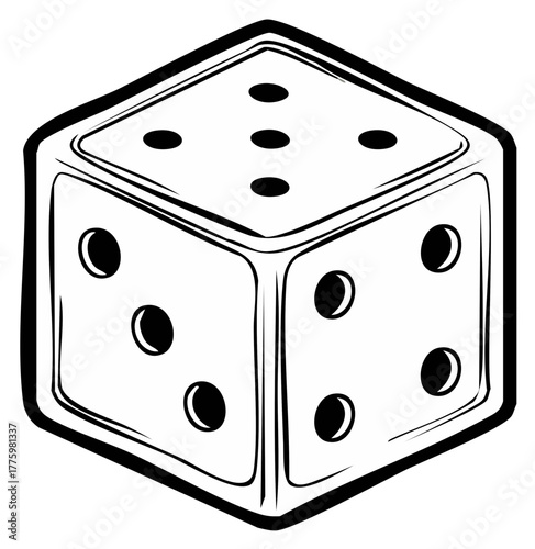 Illustrated White Dice Showing Five Three and Two for Gambling and Games of Chance