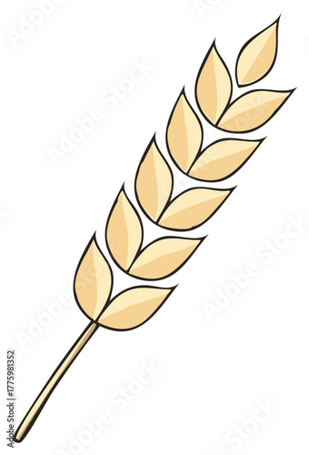 Golden Wheat Stalk Vector Illustration for Cereal, Agriculture, and Baking Concepts