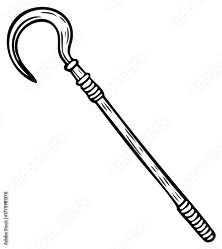 Traditional crook and flail staff emblem symbol, ancient Egypt, design for artwork, concept for power, monarchy and protection