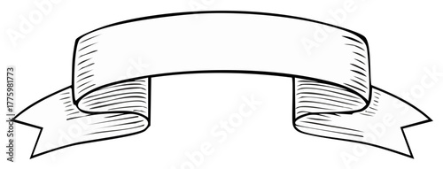 Hand drawn ribbon banner scroll decoration, illustration sketch vector elements