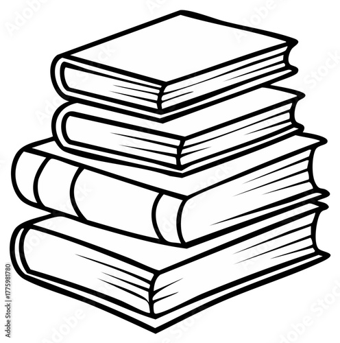 Stacked Books Outline Illustration for Learning Resources and Education