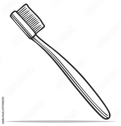 Toothbrush Illustration with Bristles for Dental Hygiene and Oral Care Routine Tool