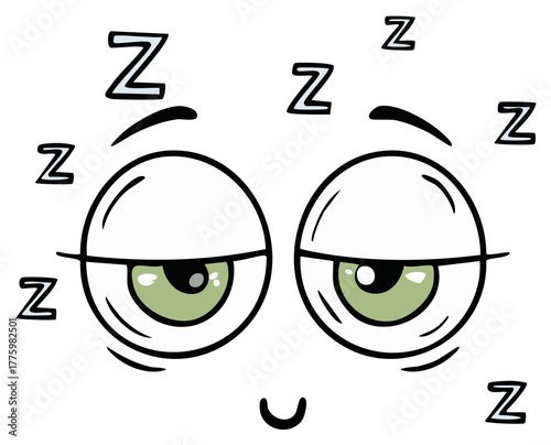 Sleepy Face with 'Z's Floating Around Dreamy Cartoon Illustration Expressing Fatigue and Rest