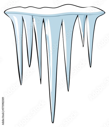 Winter Icicles Illustration, Frozen Water, Cold Weather Elements, Ice Spikes