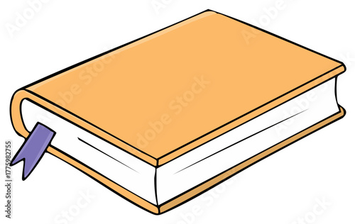 Closed Hardcover Book with Bookmark Educational Reading Material Vector Illustration