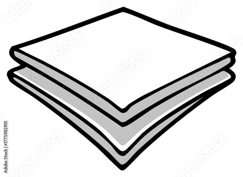 Hand drawn illustration of folded white napkins or paper