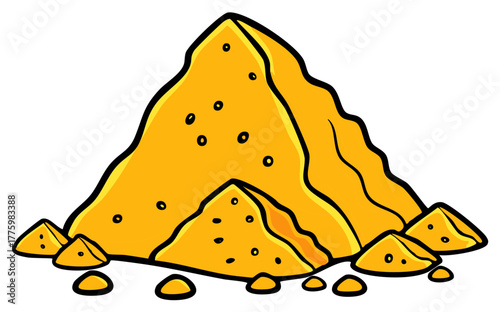 Cartoon depiction of sand piles with black outlines and orange fill for general use