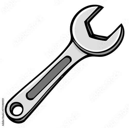 Cartoon Style Silver Wrench Illustration for Maintenance and Repair Projects