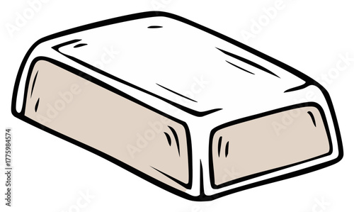Cartoon Gold Bar with thick Outline, Illustration, Deposit, Asset, Investement and Metal