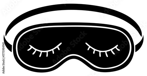 Black Silhouette Sleep Mask Icon with Closed Eyelashes for Rest and Relaxation