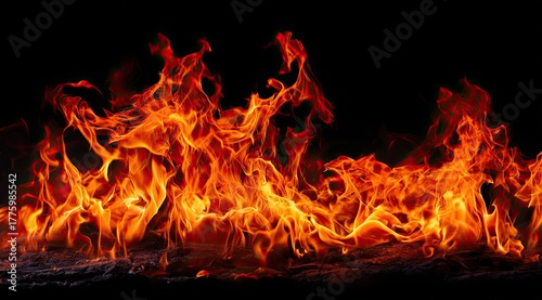 Fiery flames against a black backdrop (1)