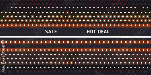 Abstract background with sale and hot deal text and circular patterns in warm colors