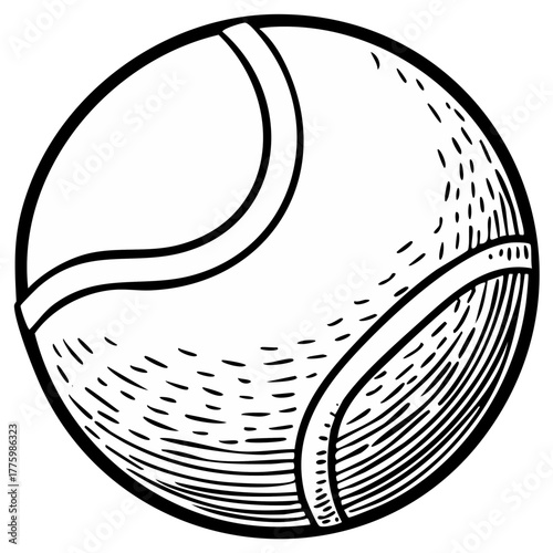 Tennis Ball Illustration Line Art Simple Style Sport Equipment Graphic