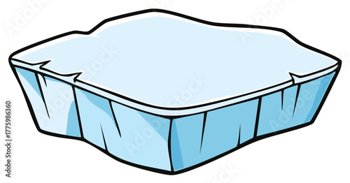 Chilly Iceberg Isolated Illustration, Frozen Water Mass, Blue Glacial Block, Antarctic Ice Float, Arctic Coldness, Cartoon