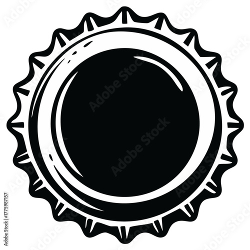 Classic Black and White Bottle Cap Vector Illustration Isolated