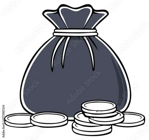 Money bag with coins depicting wealth financial abundance and treasure graphic