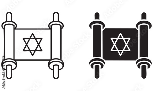 Torah scroll icon with star of david vector illustration
