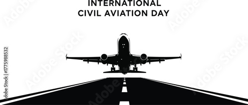 International civil aviation day with airplane taking off