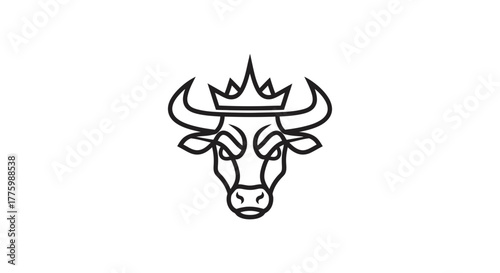 Monogram logo of a crowned bull head flat illustration