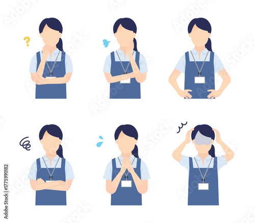 エプロン姿の介護士のイラスト素材セット