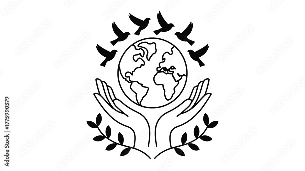 Obraz premium Protect our earth with care, nurture our world with love and watch peace take flight, a symbol of hope for a sustainable future and global harmony today