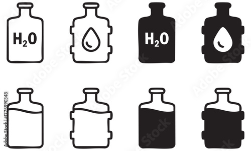 Big water bottle icon set vector illustration vector illustration

