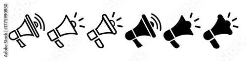 Megaphone icon. Loudspeaker vector set. Announcement sign isolated. Marketing megaphone sign. Advertising concept on flat line style.