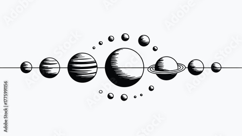 Explore the universe with this unique solar system design, a stellar addition to your creative projects, showcasing cosmic wonders with sleek, modern style.