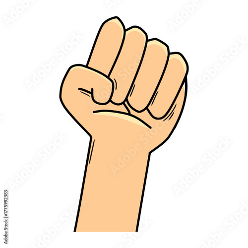Cartoon raised fist vector illustration. Symbol of Power, Protest, and Unity Hand Clipart