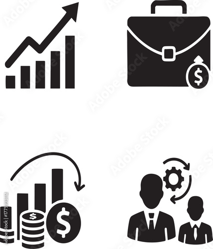Business and Finance Icon Set - Growth Strategy and Management Vector