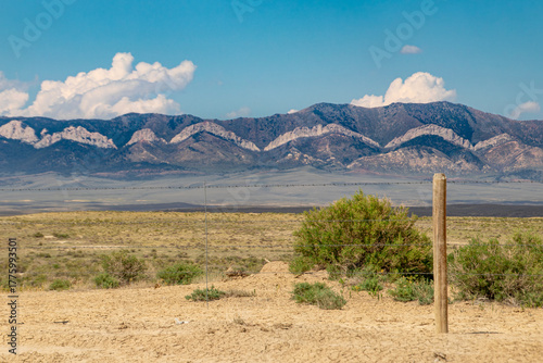 Mountains of Eastern Wyoming along a rural stretch of highway.