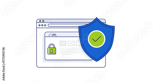 Secure online browsing with digital shield protecting web page and data from threats, ensuring trusted internet access and data integrity